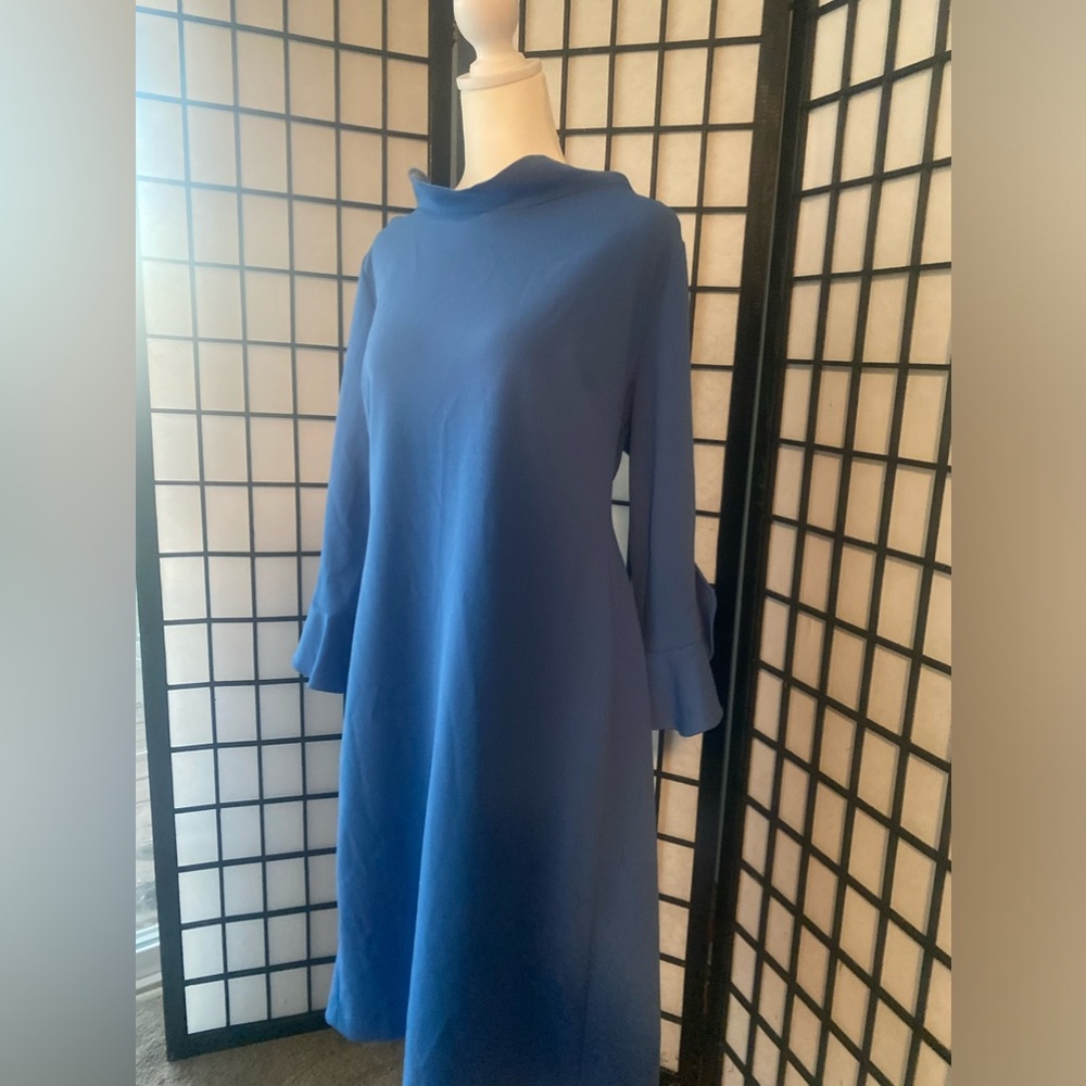 KARL LAGERFELD Baby Blue Tulip Bell Sleeve Dress.